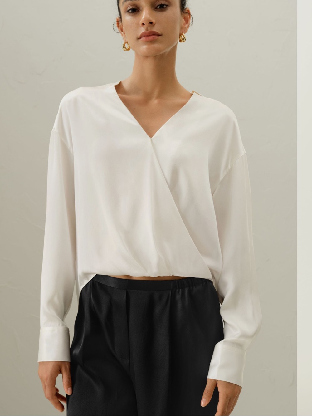 L’agence silk wrap crossover blouse